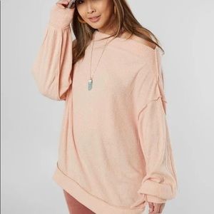 Women's Free People Main Squeeze Hacci Sweater, Size XSmall - Blush pink.